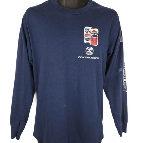 Pepsi Cola T Shirt Vintage 80s 90s Coke Busters Soda Diet 50/50 Made In USA Mens